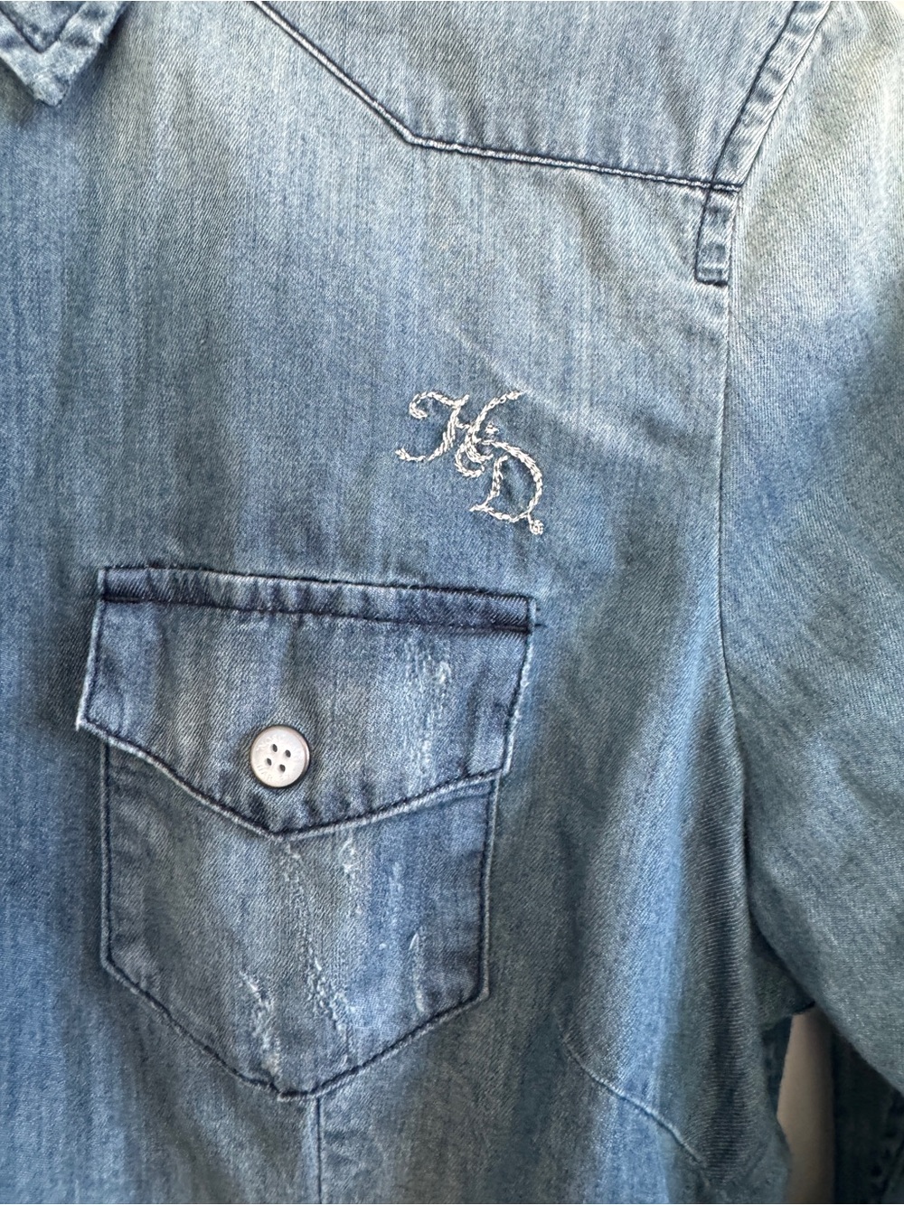 Harley-Davidson® Women's Genuine Classic Denim Long Sleeve Snap Button Shirt M - Picture 4 of 11